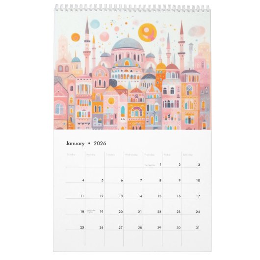 Reizen Europa Roze Girly Kalender (Jan 2026)