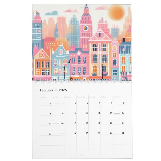 Reizen Europa Roze Girly Kalender (Feb 2026)