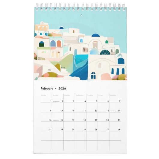 Reizen Europa Roze Girly Kalender (Feb 2026)