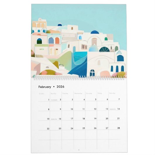 Reizen Europa Roze Girly Kalender (Feb 2026)