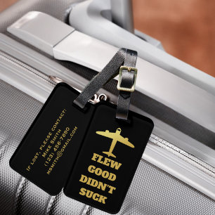 Reizen Grappig “Vloog Goed Zocht Niet” en Vliegtui Bagagelabel