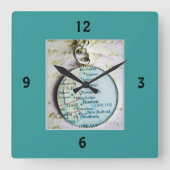 ***REIZEN HET LAND*** WALKNOP VIERKANTE KLOK (Voorkant)