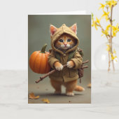 Reizen hobo kat met pompoen kaart (Gele Bloem)