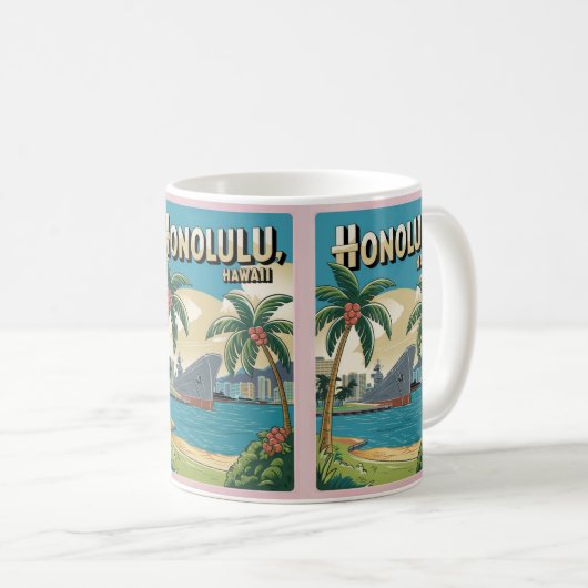 Reizen Honululu, Hawaii tropische strand geschenke Koffiemok (Voorkant rechts)