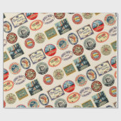 Reizen, Hotel Stickers, Bagagestijl, Cadeaupapier (Vlak)