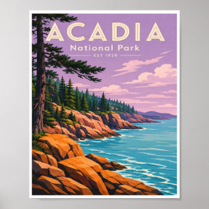 Reizen in Acadia National Park in vintage stijl Poster