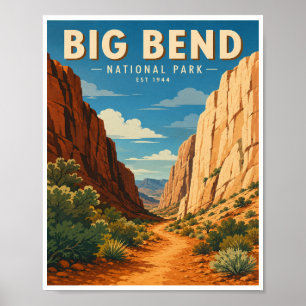 Reizen in Big Bend National Park in oude stijl Poster