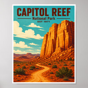 Reizen in Capitol Reef National Park in oude stijl Poster