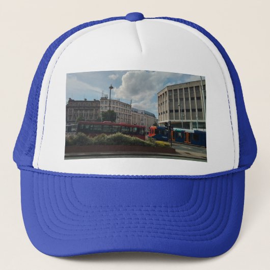 Reizen in de stad, trams en bussen trucker pet (Voorkant)