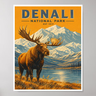 Reizen in Denali National Park in vintage stijl Poster