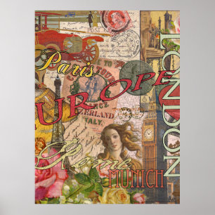 Reizen in Europa Vintage Europese Parijs Frankrijk Poster