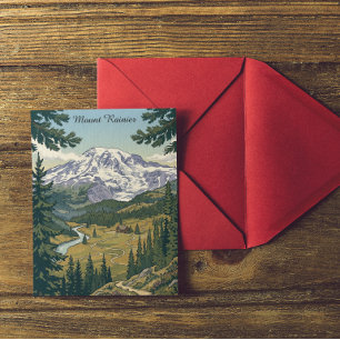 Reizen in het Mount Rainier National Park in vinta Briefkaart