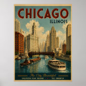 Reizen in het oude Chicago Illinois Poster (Voorkant)