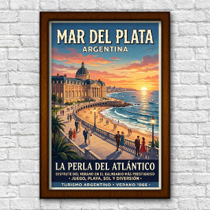 Reizen in Mar del Plata, Argentinië jaren 60 Poster
