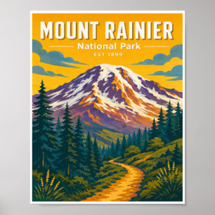 Reizen in Mount Rainier National Park in vroeger t Poster
