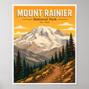 Reizen in Mount Rainier National Park in vroeger t Poster