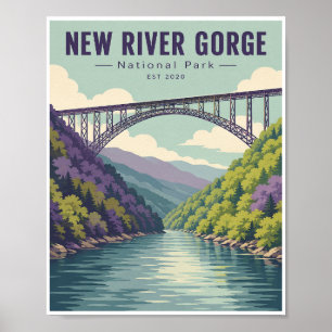 Reizen in New River Gorge National Park in oude st Poster