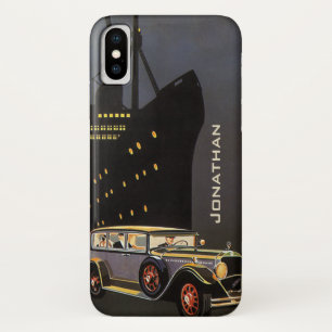 Reizen in oude stijl, cruiseschip en antieke auto iPhone x hoesje