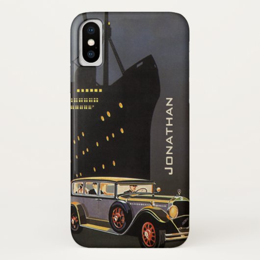 Reizen in oude stijl, cruiseschip en antieke auto Case-Mate iPhone case (Achterkant)