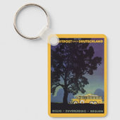 Reizen in oude stijl, Duitsland, gele bus 's nacht Sleutelhanger (Voorkant)