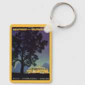 Reizen in oude stijl, Duitsland, gele bus 's nacht Sleutelhanger (Achterkant)