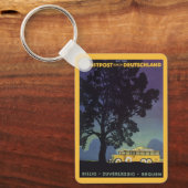 Reizen in oude stijl, Duitsland, gele bus 's nacht Sleutelhanger (Voorkant)