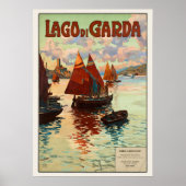 Reizen in oude stijl, Lago di Garda, Meer van Gard Poster (Voorkant)