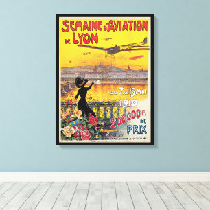 Reizen in oude stijl, luchtvaartvliegtuigen, Lyon, Canvas Afdruk