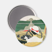 Reizen in oude stijl, open auto op het platteland magneet (Voorkant / Achterkant)