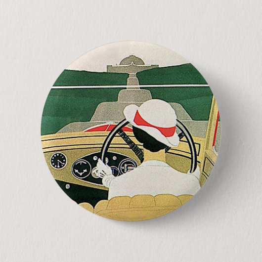 Reizen in Oude Stijl, Open Auto op het Platteland Ronde Button 5,7 Cm (Voorkant)