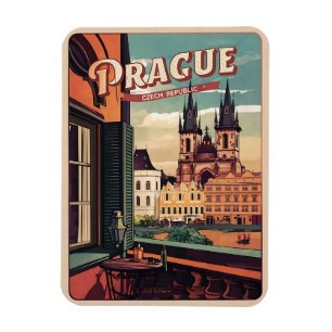 reizen in oude stijl praag tsjechië cadeaus balkon magneet