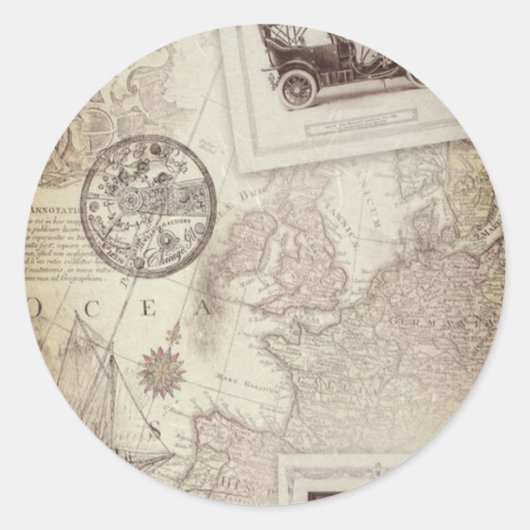 Reizen in oude stijl ronde sticker (Voorkant)