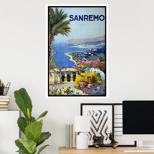 Reizen in oude stijl, San Remo, Italië, Italiaanse Poster (Thuiskantoor)