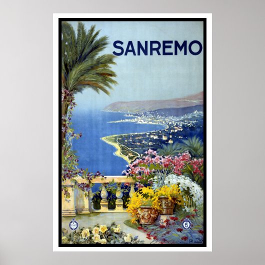Reizen in oude stijl, San Remo, Italië, Italiaanse Poster (Voorkant)
