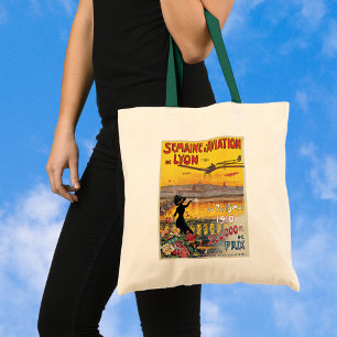 Reizen in oude stijl, Vliegtuigen Luchtshow, Lyon, Tote Bag