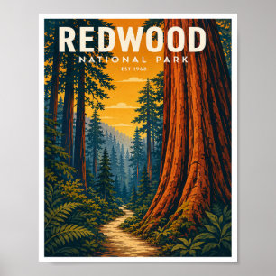 Reizen in Redwood National Park in oude stijl Poster
