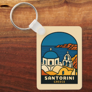 Reizen in Santorini Griekenland Retro Kust Sleutelhanger