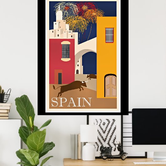 Reizen in Spanje, poster voor oldtimers (Thuiskantoor)