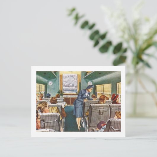 Reizen in stijl, Passagierstrein auto Briefkaart (Staand voorkant)