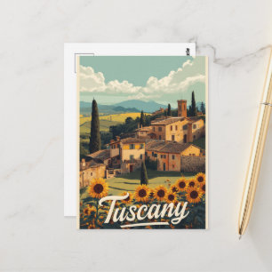 Reizen in Toscane Italië Retro Landschap Briefkaart