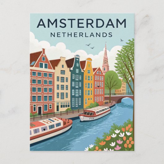 Reizen in Vintage Amsterdam Briefkaart (Voorkant)