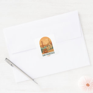 Reizen in Vintage San Francisco Vierkante Sticker