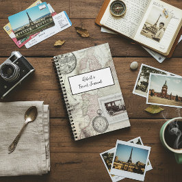 Reizen in vintage stijl gepersonaliseerd notitieboek