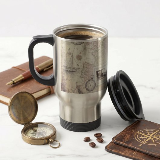 Reizen in vintage stijl reisbeker