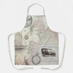 Reizen in vintage stijl schort
