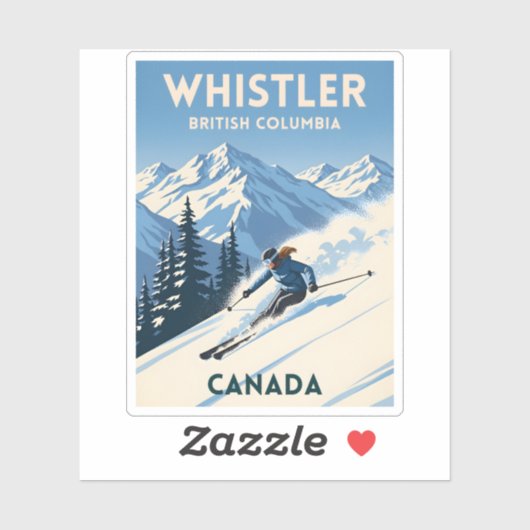 Reizen in Whistler, Brits-Columbia, Skiën in de Vi Sticker (Vel)