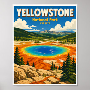 Reizen in Yellowstone National Park in oude stijl Poster