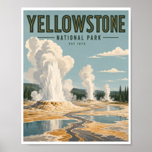 Reizen in Yellowstone National Park in vroegere ti Poster