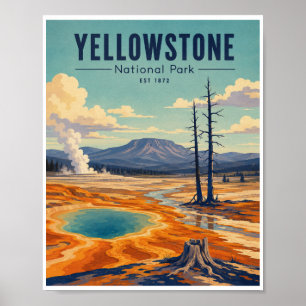 Reizen in Yellowstone National Park in vroegere ti Poster