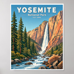 Reizen in Yosemite National Park in vintage stijl Poster